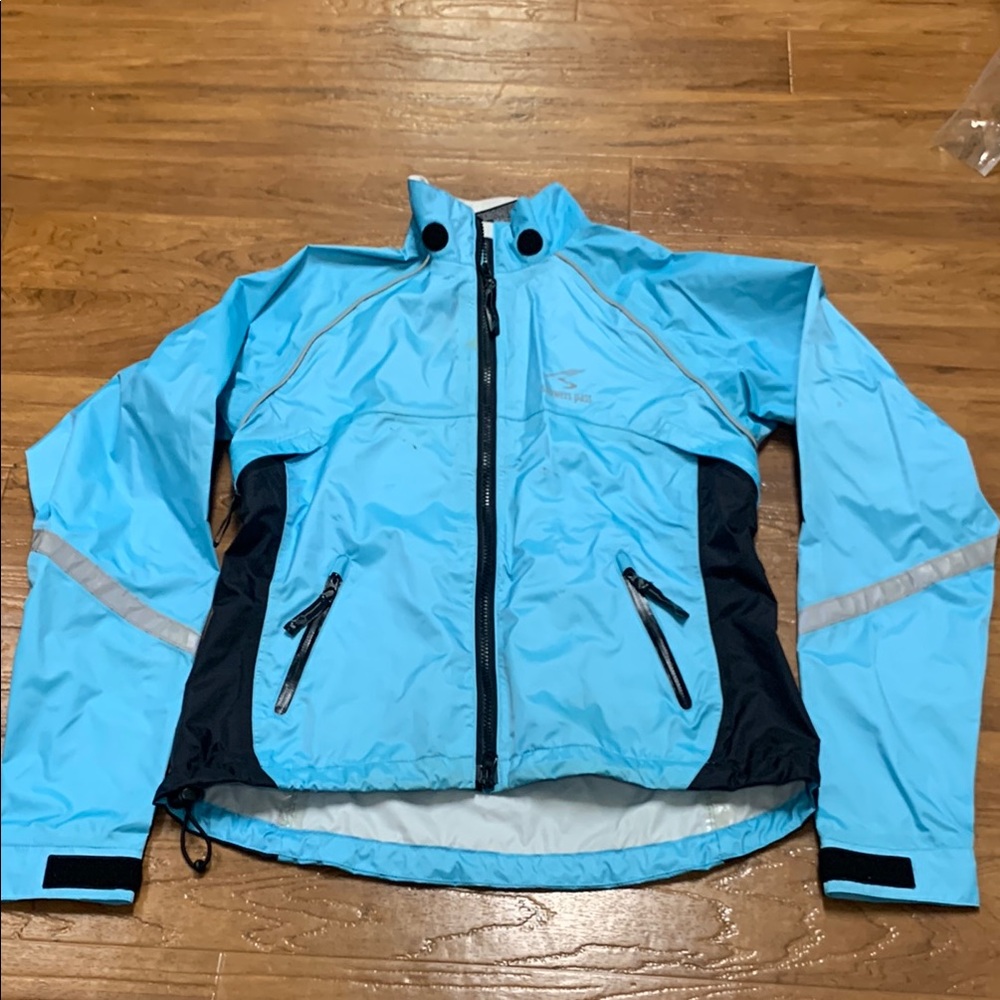 Showers Pass Light Blue Windbreaker Jacket